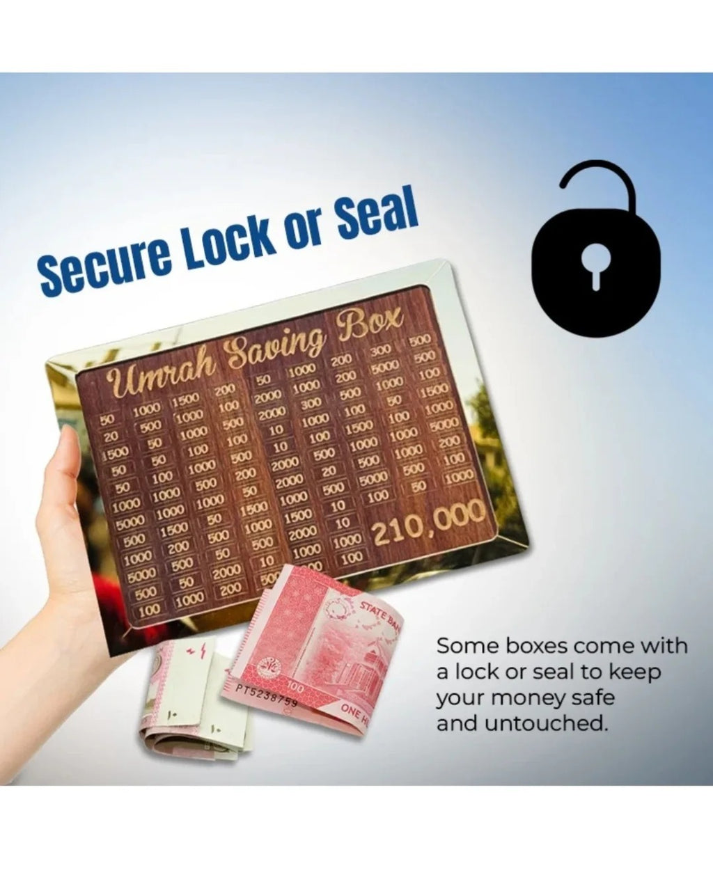 Umrah Saving Box - Box For Umrah Saving | Umrah Saving Box - Best Quality Umrah Saving Box - Umrah Saving Box Dark Brown, Wooden Money Box for Umrah