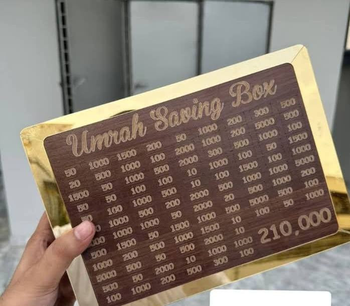 Umrah Saving Box - Box For Umrah Saving | Umrah Saving Box - Best Quality Umrah Saving Box - Umrah Saving Box Dark Brown, Wooden Money Box for Umrah