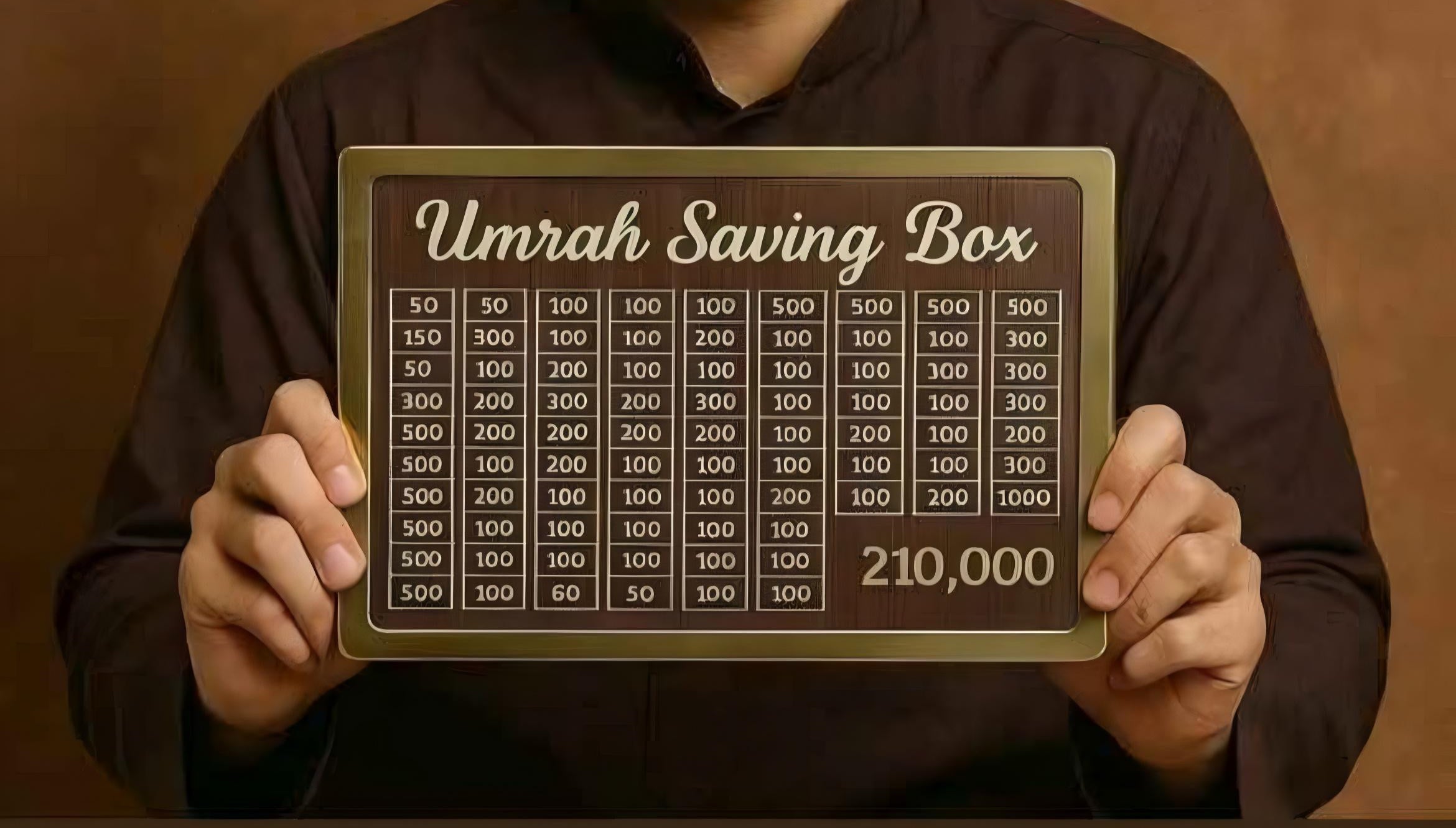 Umrah Saving Box - Box For Umrah Saving | Umrah Saving Box - Best Quality Umrah Saving Box - Umrah Saving Box Dark Brown, Wooden Money Box for Umrah